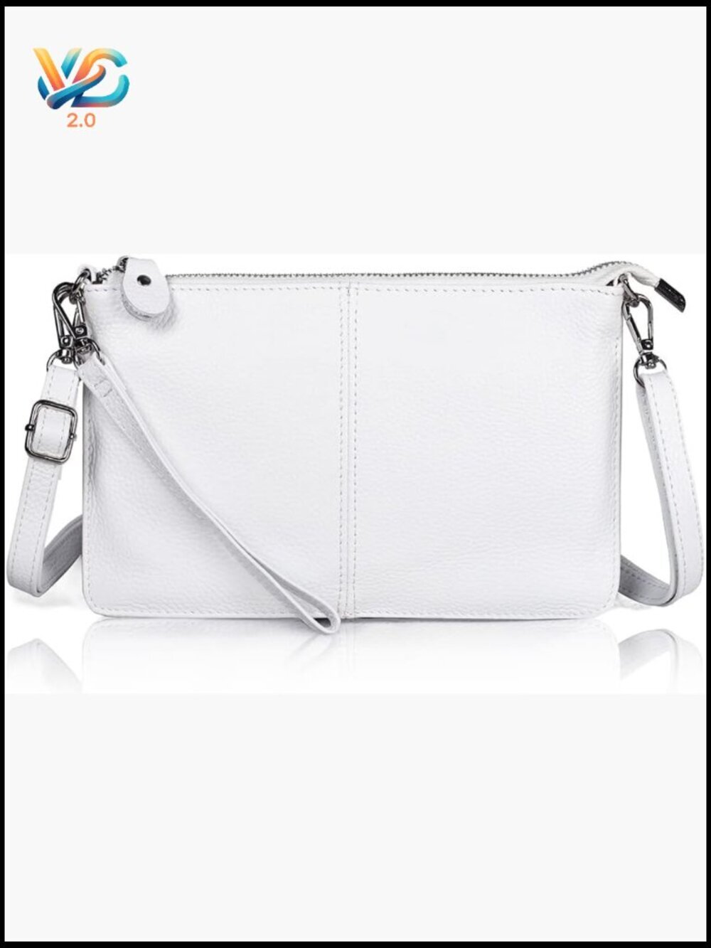 Genuine Leather Wristlet Clutch Crossbody RFID Blocking Card Slots Zipper